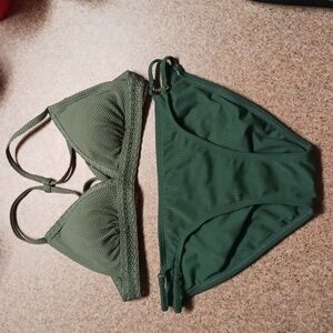 Green Bikini. Extra-Small Triangle Top; Small Full Coverage Bottom. NWOT. BOTH.